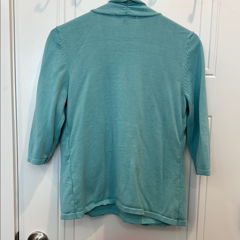 Elementz Blue Cardigan Sweater Set with Lace Detail petite medium - Picture 5 of 6